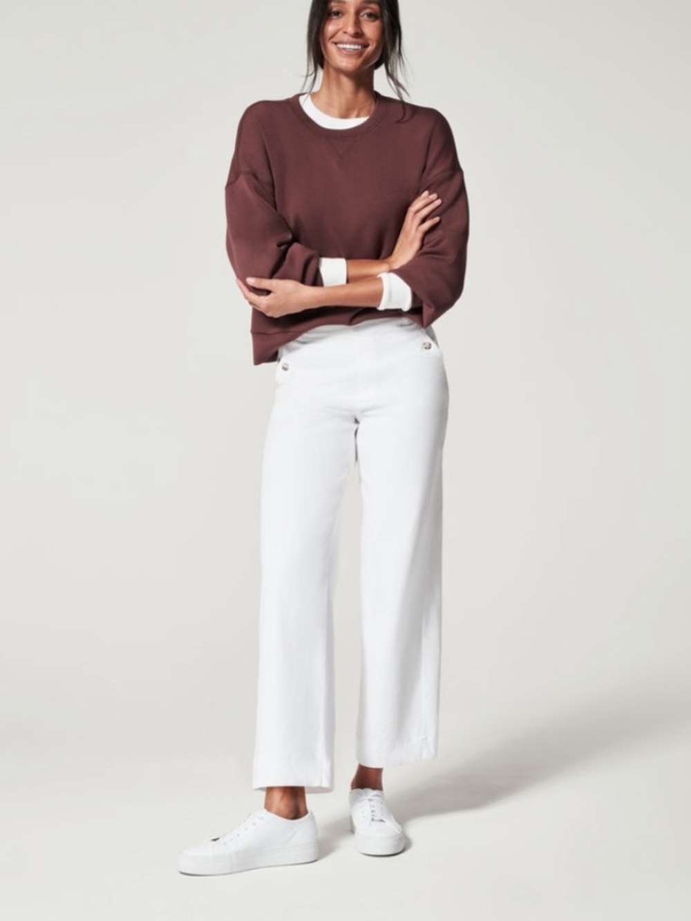 SPANX X REVOLVE stretch twill Cropped Wide Leg Pant in Bright White
Size S